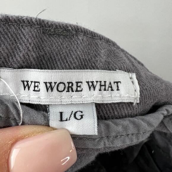 WE WORE WHAT Gray L Denim Overalls Cotton Suspender Button High Rise Skinny Leg - Picture 8 of 10